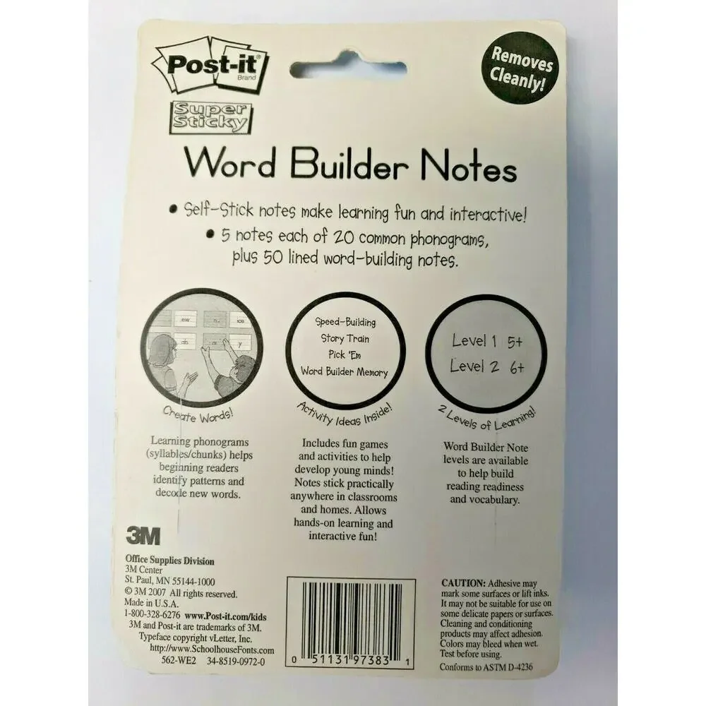 Post-it English Vocabulary Notes Level 2 Ages‎ 6+ Word Builder Notes New U113